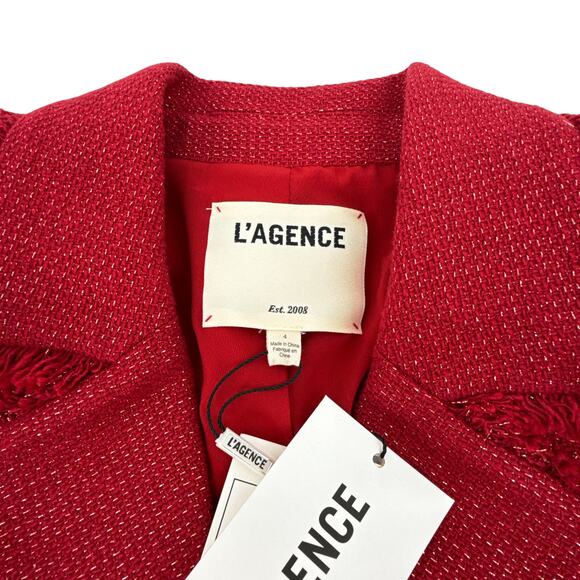 L'AGENCE Sylvia Collared Jacket in Garnet Red & Copper 4 - Picture 8 of 13